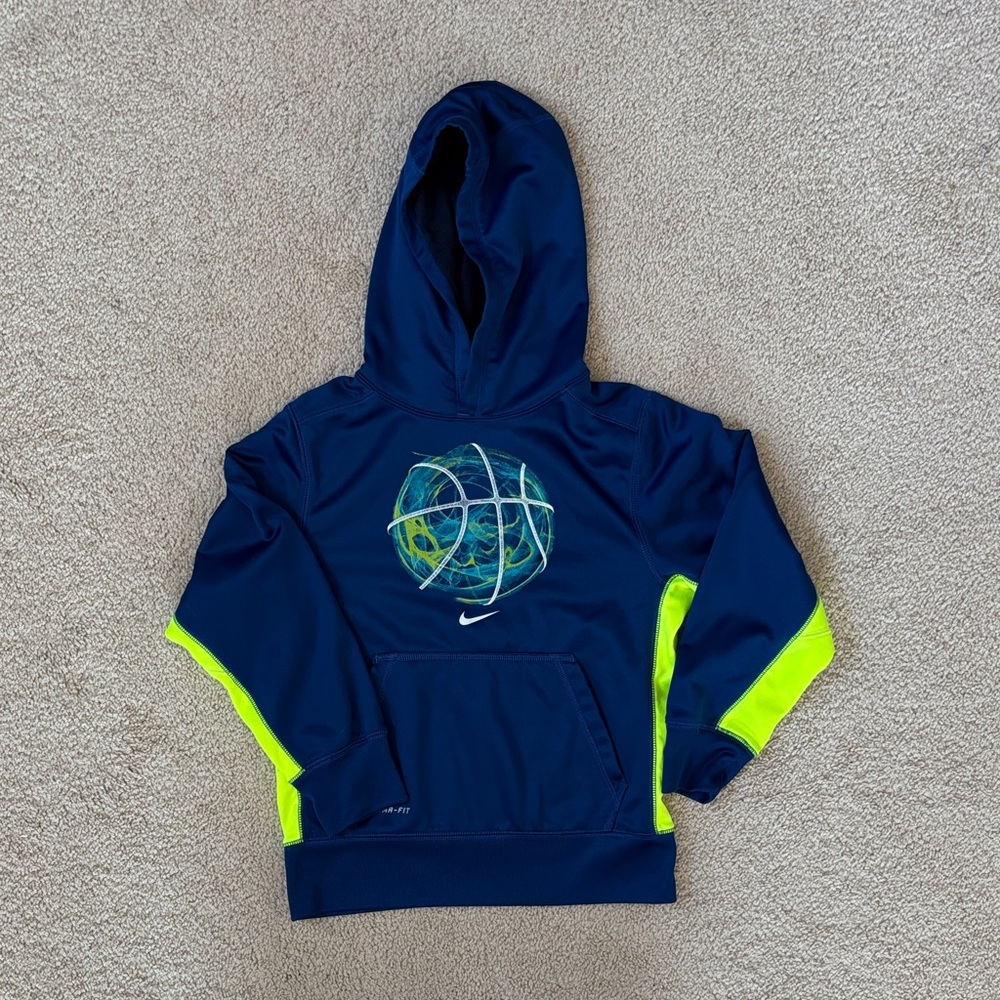 Nike Kids Hoodie in Blue and Neon Accents